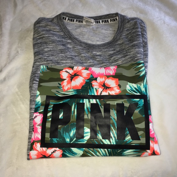 PINK Victoria's Secret Sweaters - tropical print crewneck